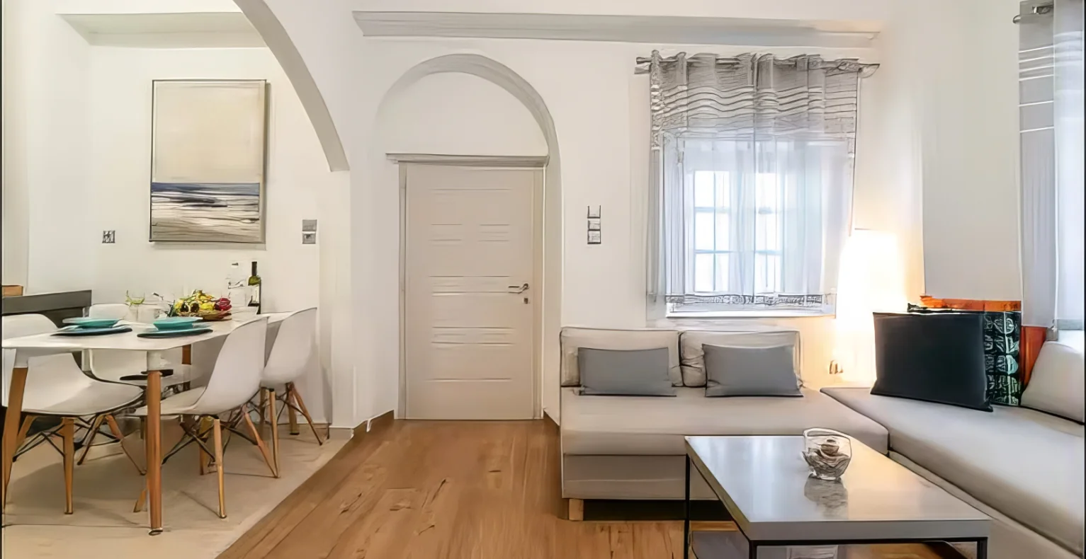 Interior view of the Naoussa villa in Paros